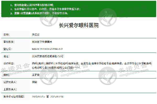 长兴爱尔眼科医院许可证