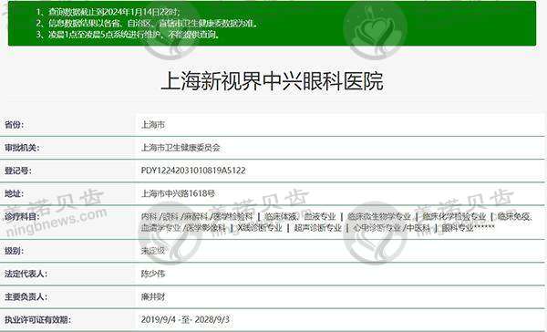 上海新视界中兴眼科医院正规资质